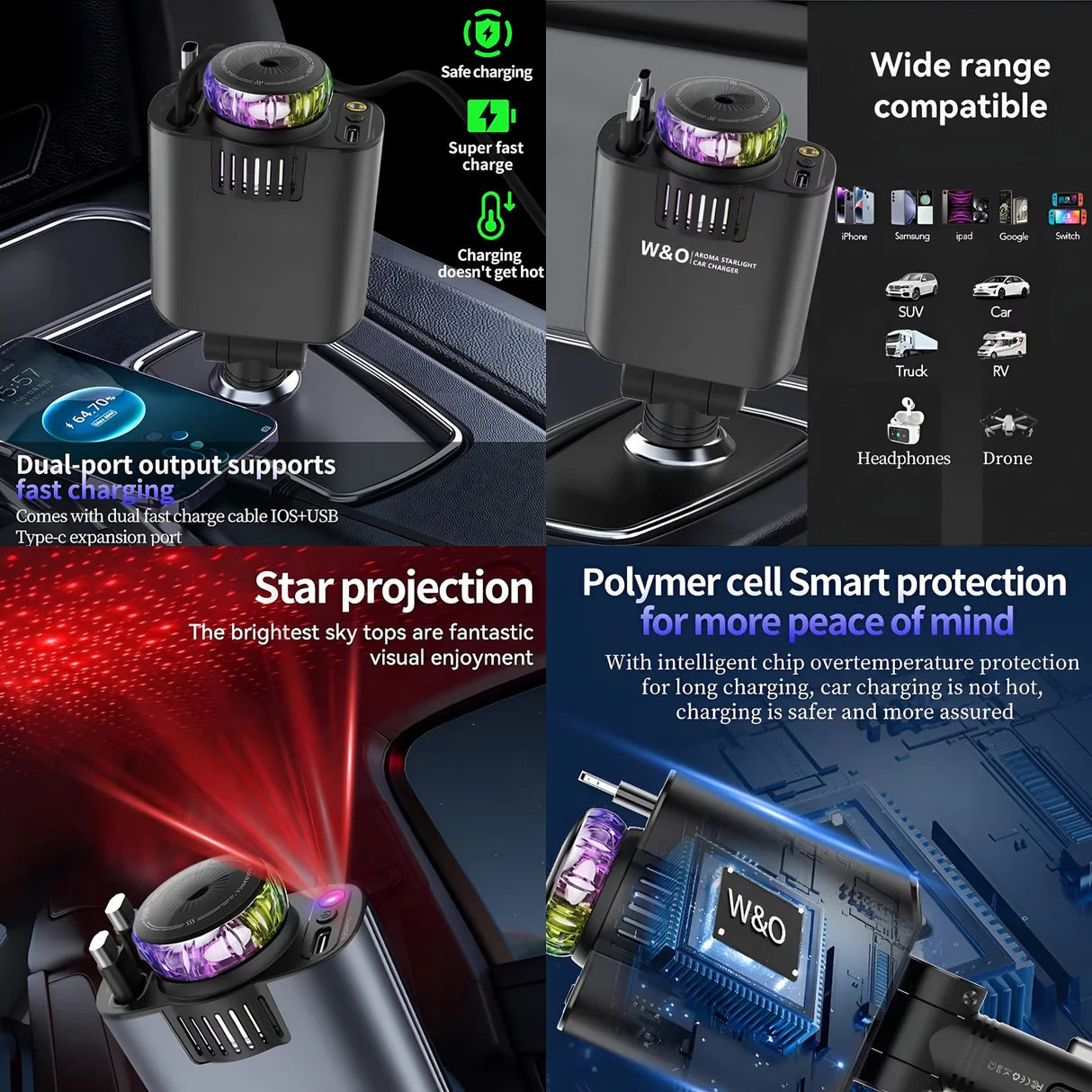 5 in 1 Straight Car Charger