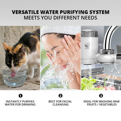 PureFlow Faucet Water Purifier - Universal Tap Filter with Activated Carbon Filtration