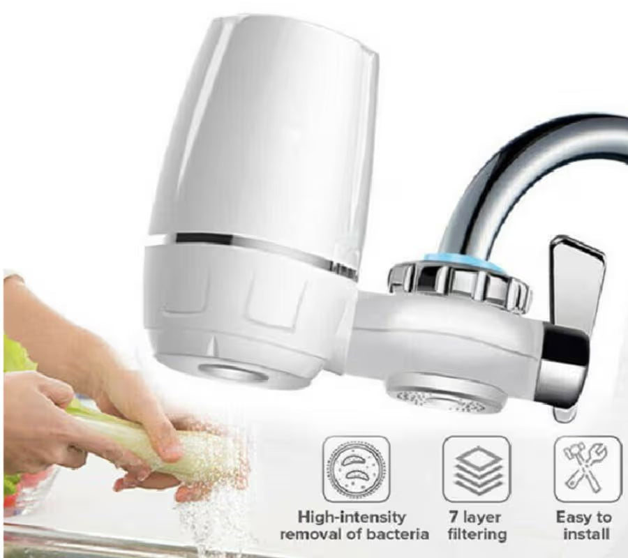 PureFlow Faucet Water Purifier - Universal Tap Filter with Activated Carbon Filtration