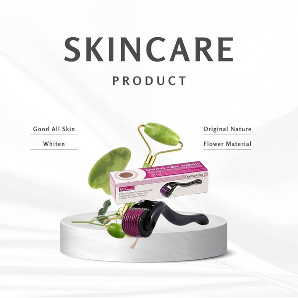 Derma Roller 540 Titamium needle Facial & Flawless jade Roller With Guasha